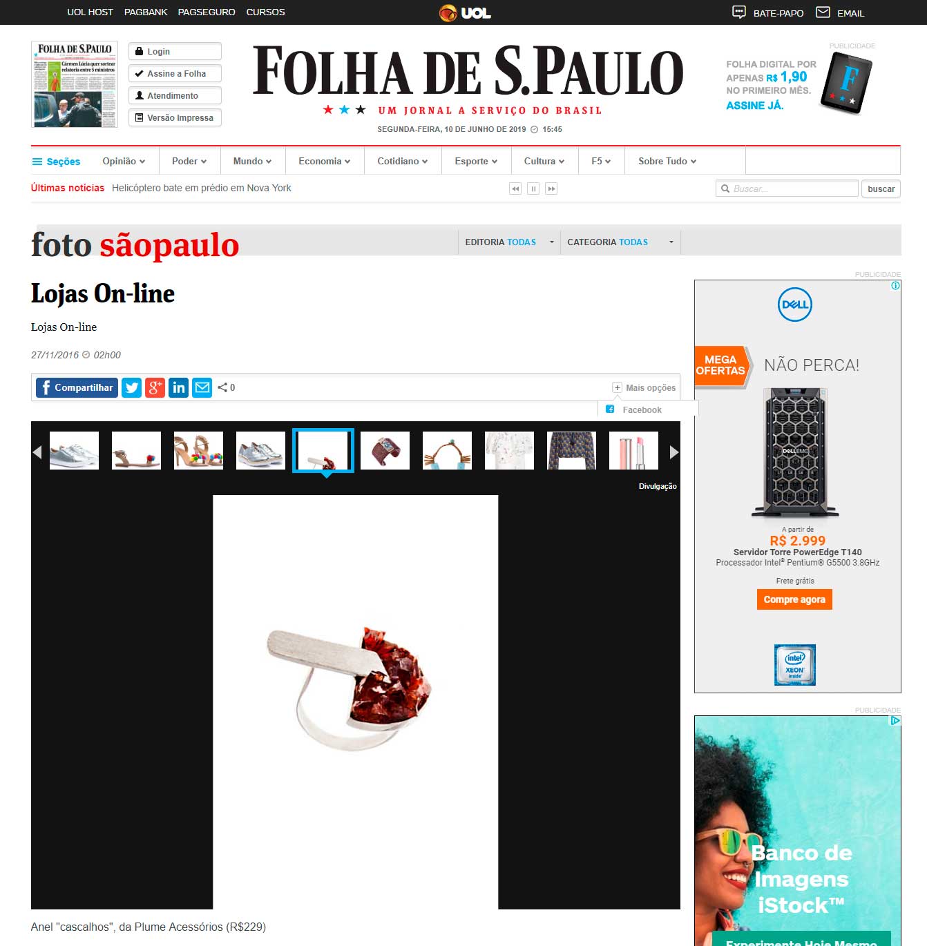 Anel e Bracelete Plume são destaque de galeria de foto online da Folha de S. Paulo