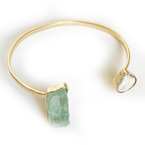 Bracelete Brasil (Calcita Verde) – Joia em Ouro 18k